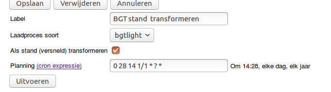 configuratie overzicht Laadprocessen transformatie proces