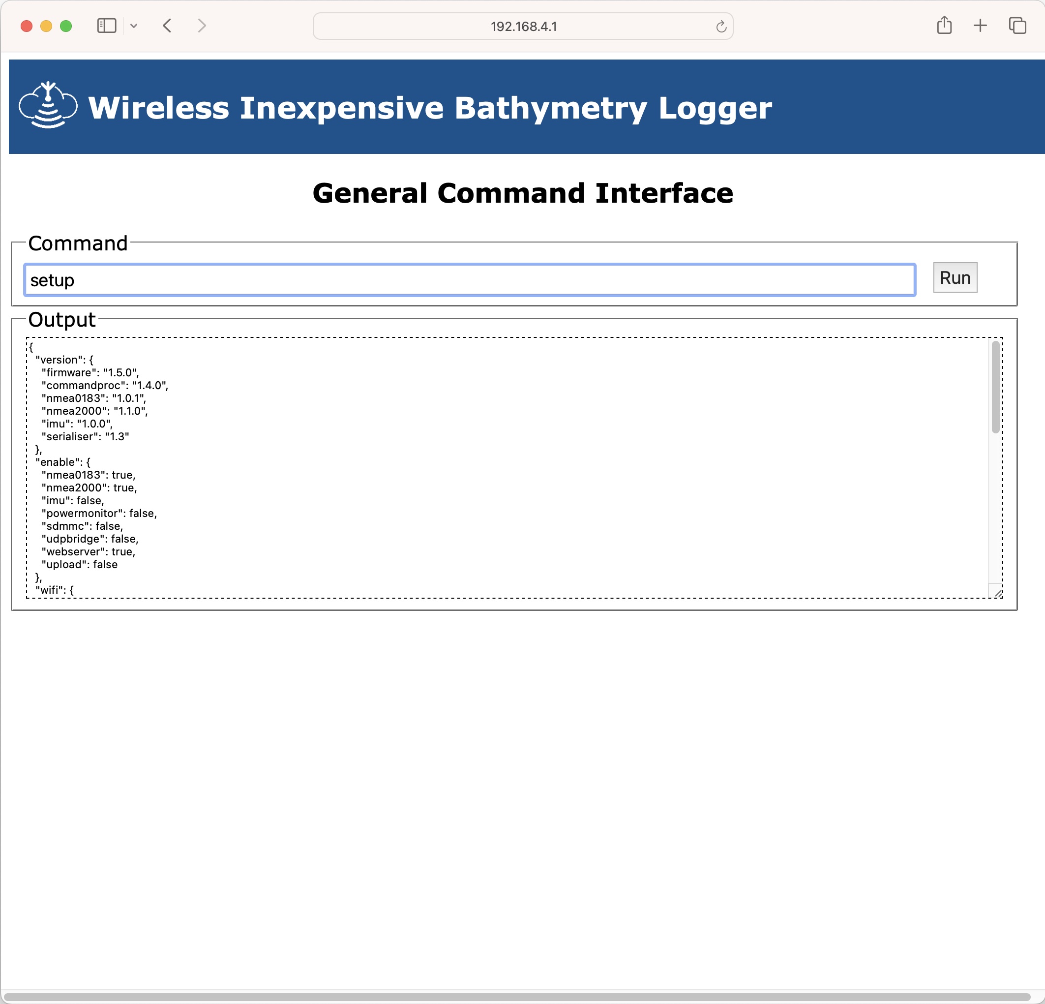 Firmware website command interface