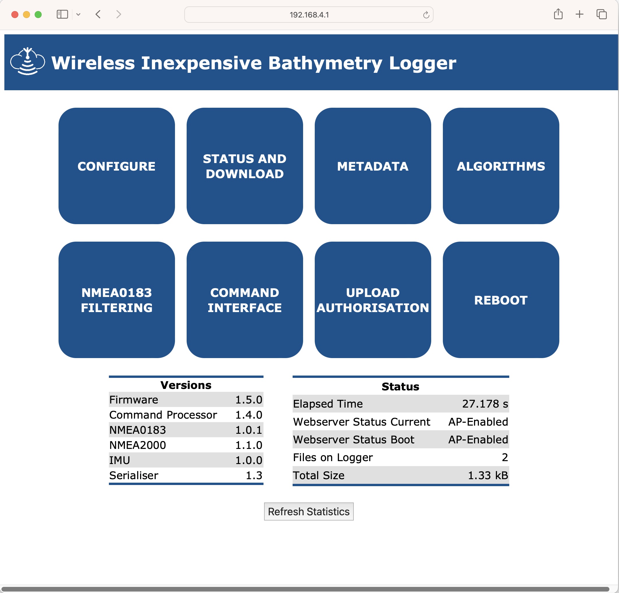 Firmware website index page