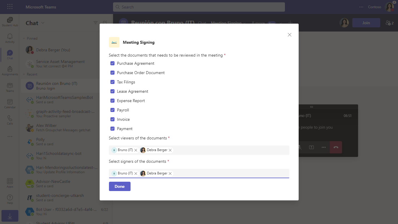 Create document dialog with every document selected