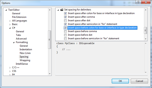 four more spacing for delimiter options