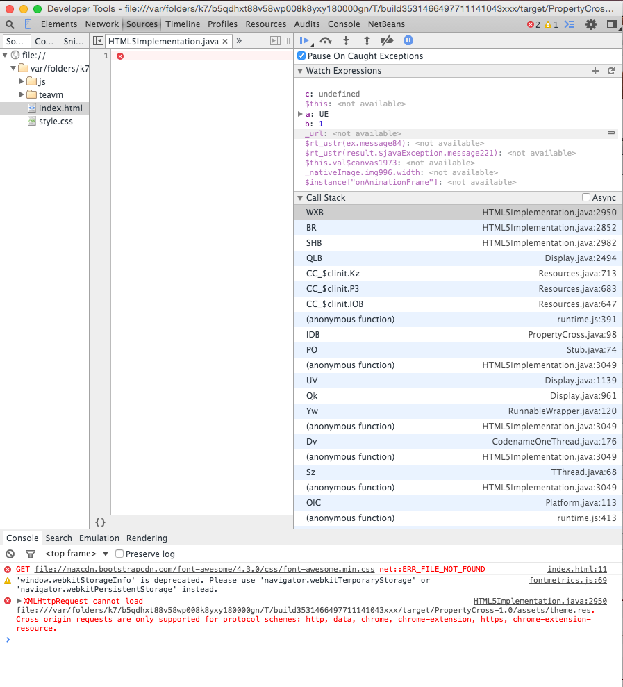 Debugging using Chrome tools