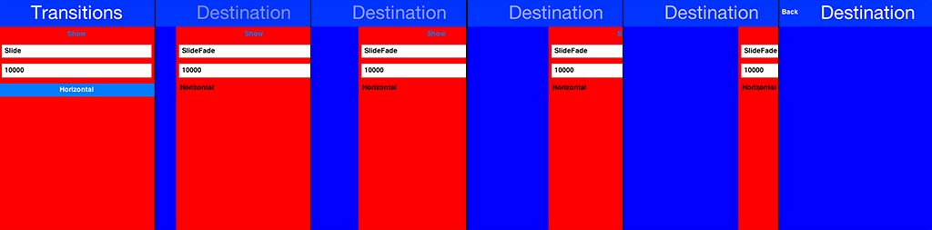 Slide fade fades in the destination title while sliding the content pane its the default on iOS