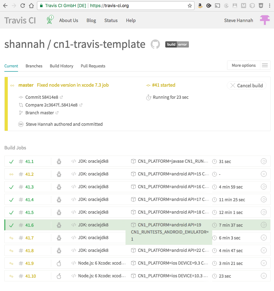 Travis build status