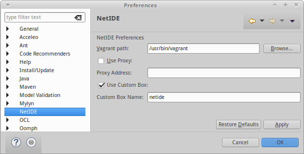 NetIDE Preferences