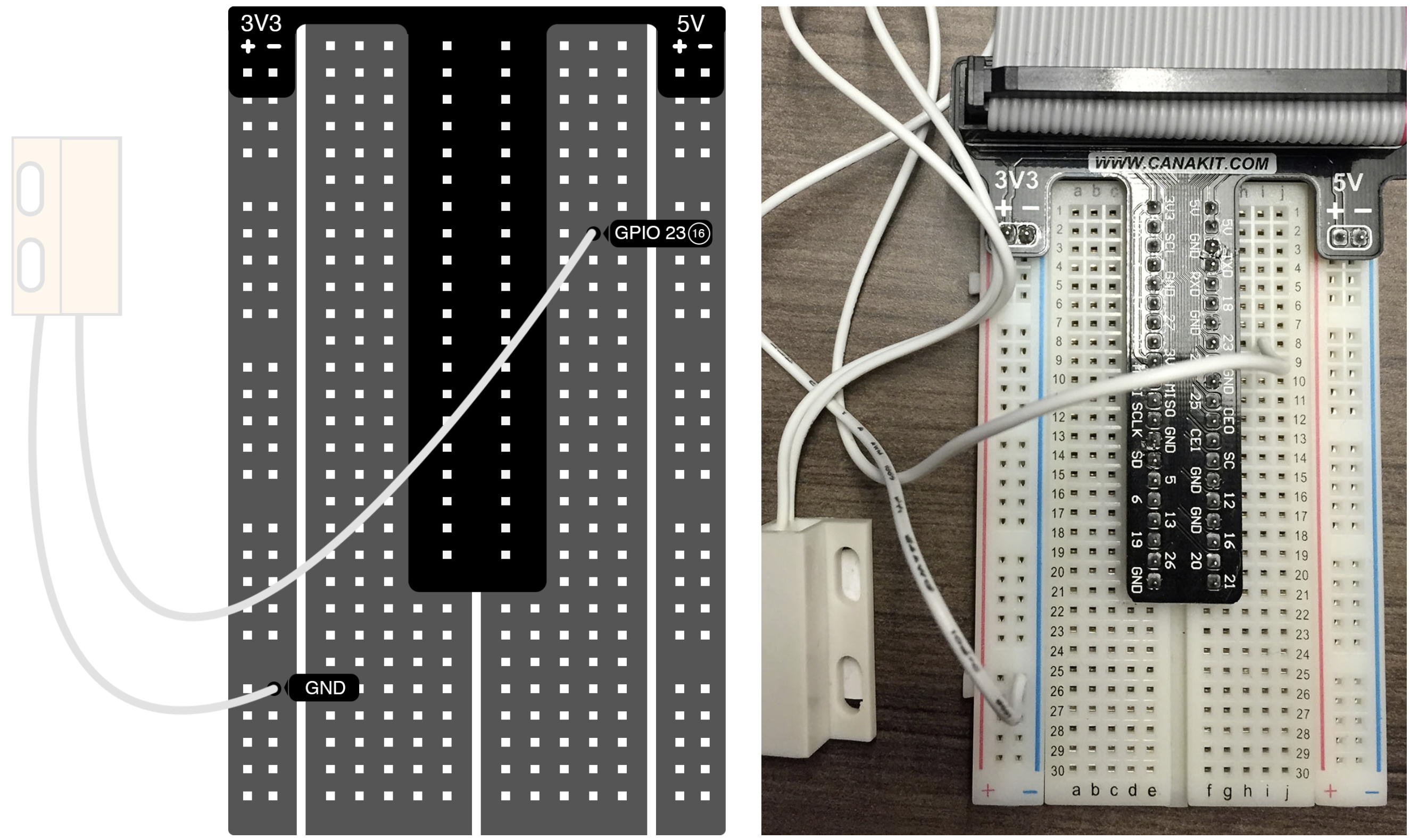 Contact Switch Breadboard side-by-side