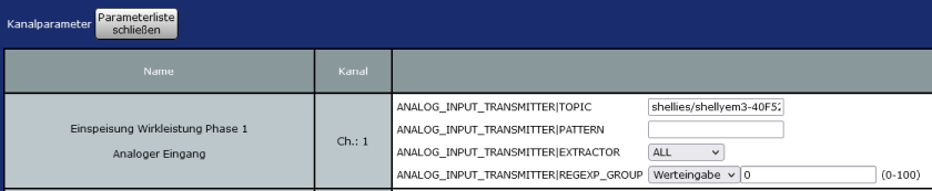 Shelly EM3 Kanal 1