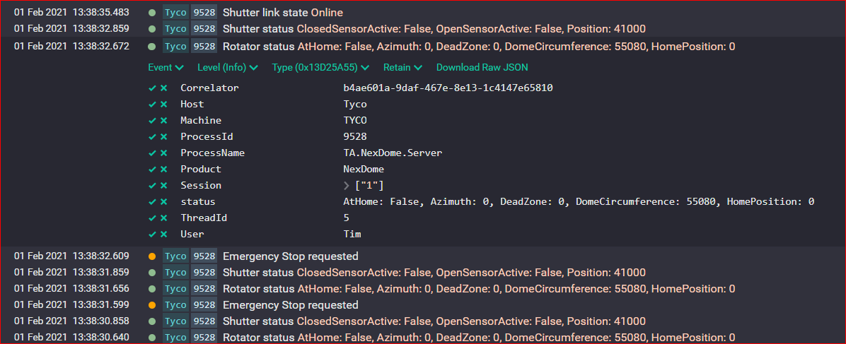 SEQ log output