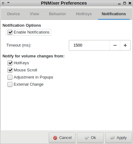 PNMixer Prefs Notifications