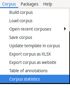 The Corpus menu