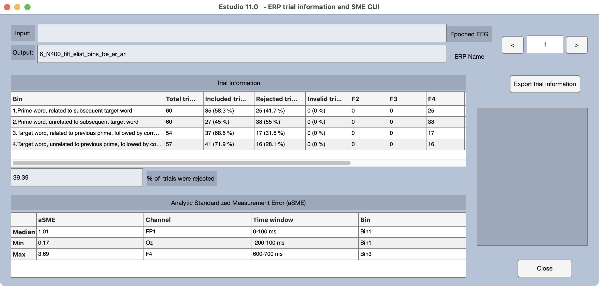 Trial Info Window