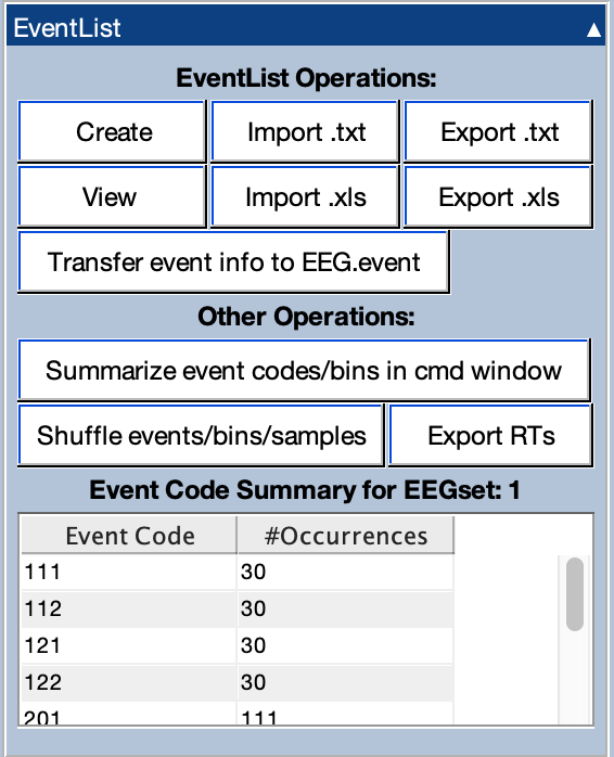 EventList Panel